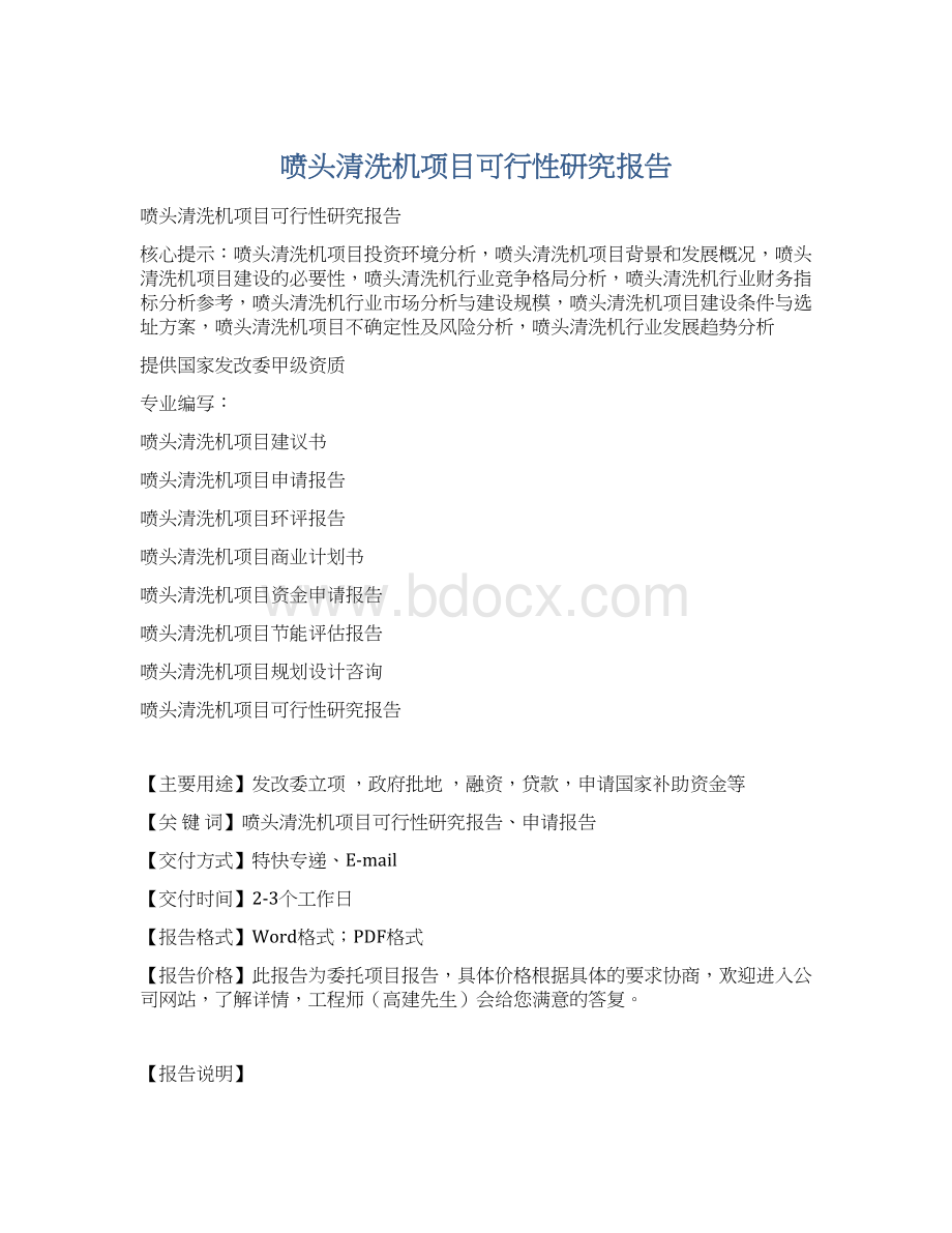 喷头清洗机项目可行性研究报告.docx