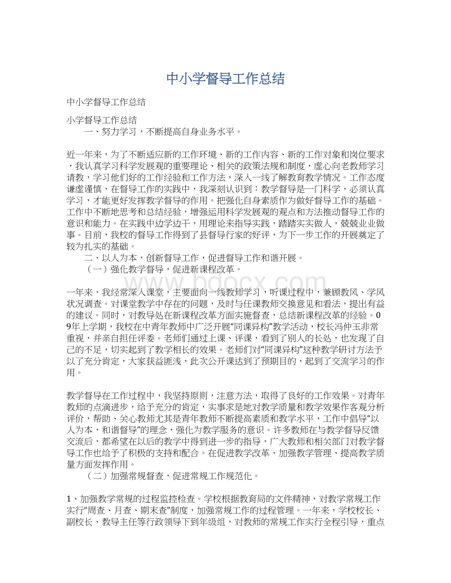 中小学督导工作总结Word文档格式.docx