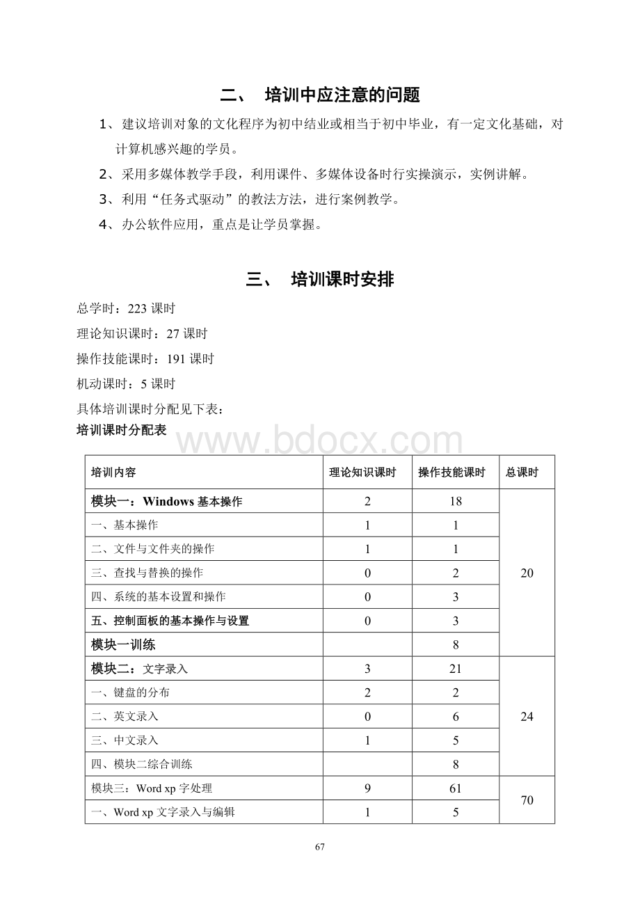 办公软件技能培训教学大纲Word格式.doc_第2页