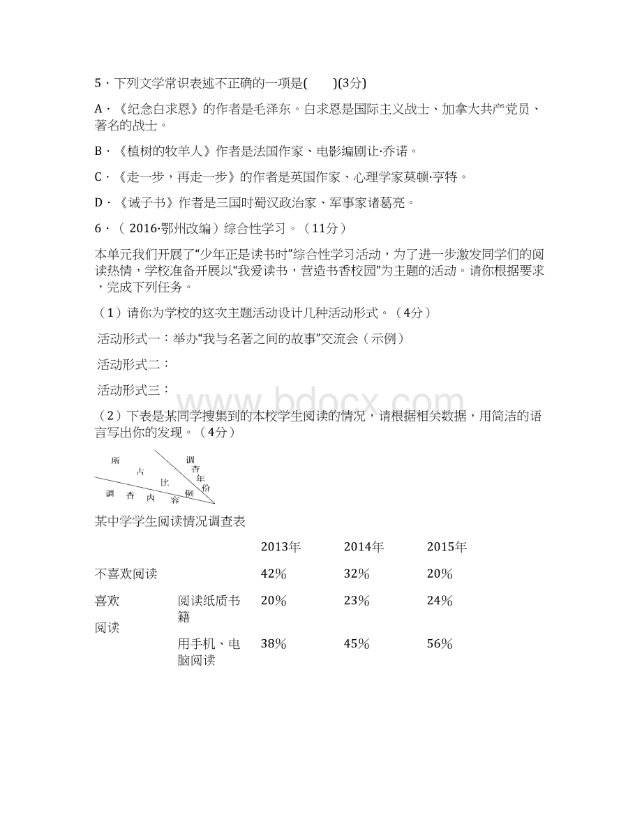 人教版 上学期七年级语文初一上册第四单元测试题含答案Word格式.docx_第2页