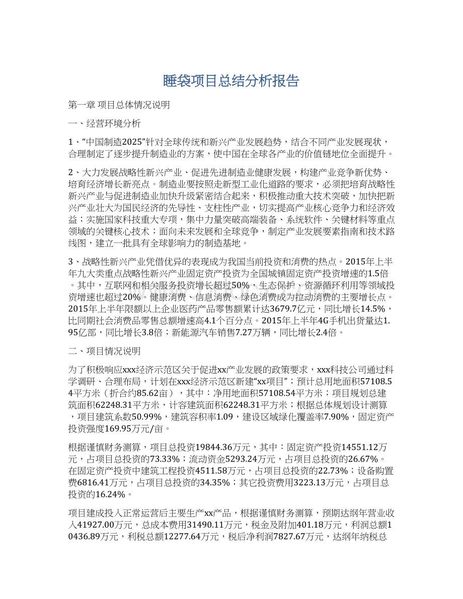 睡袋项目总结分析报告.docx_第1页