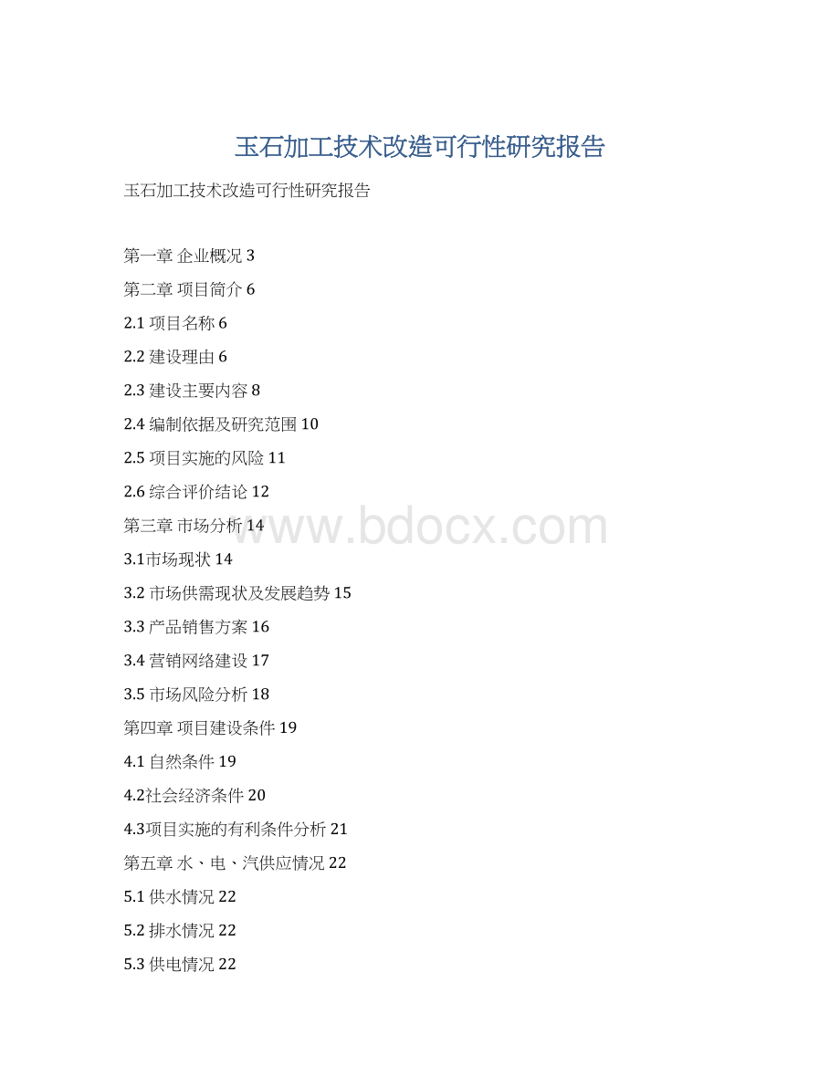 玉石加工技术改造可行性研究报告.docx_第1页