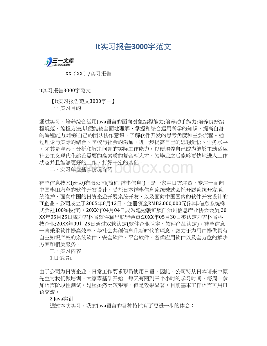 it实习报告3000字范文.docx