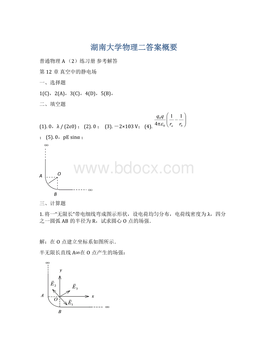 湖南大学物理二答案概要.docx