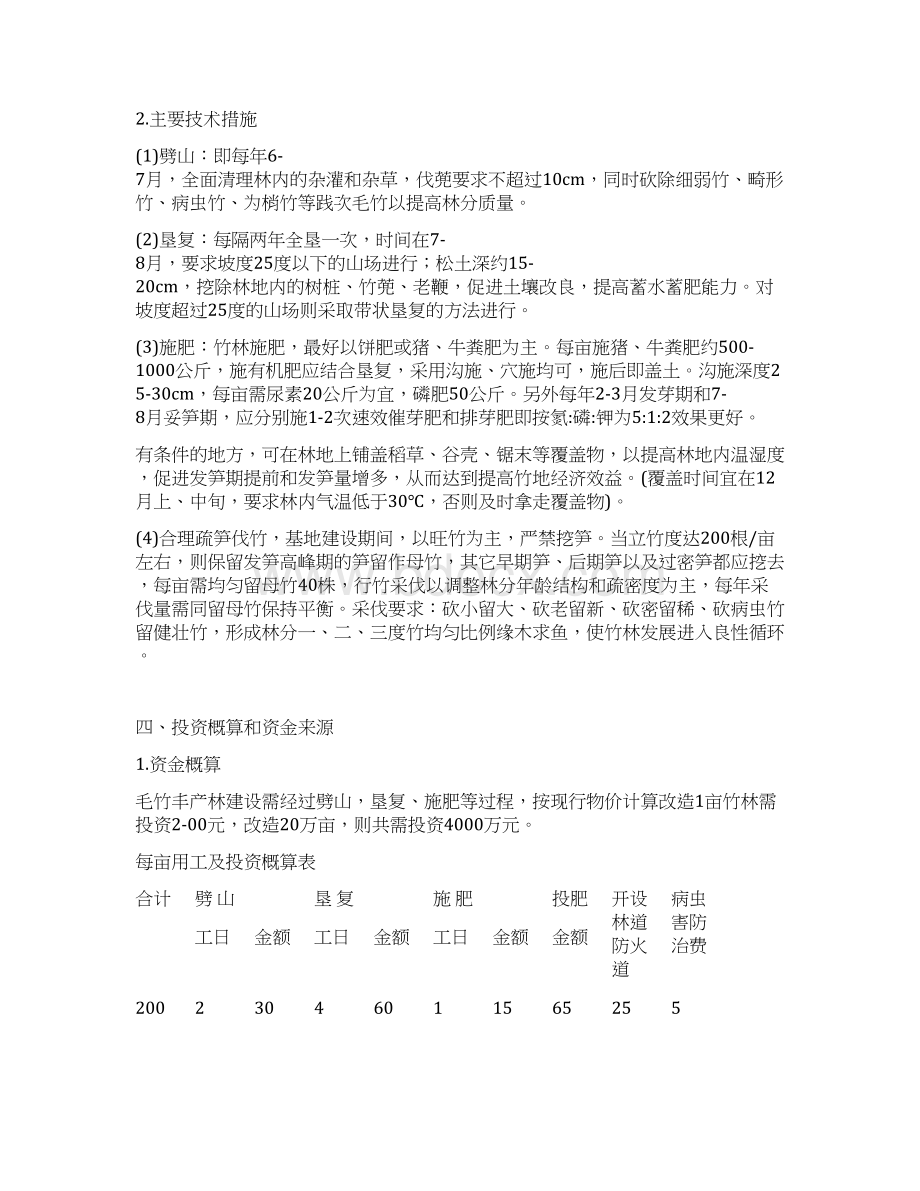 XX地区二十万亩毛竹丰产林规划项目可行性研究报告Word格式文档下载.docx_第3页