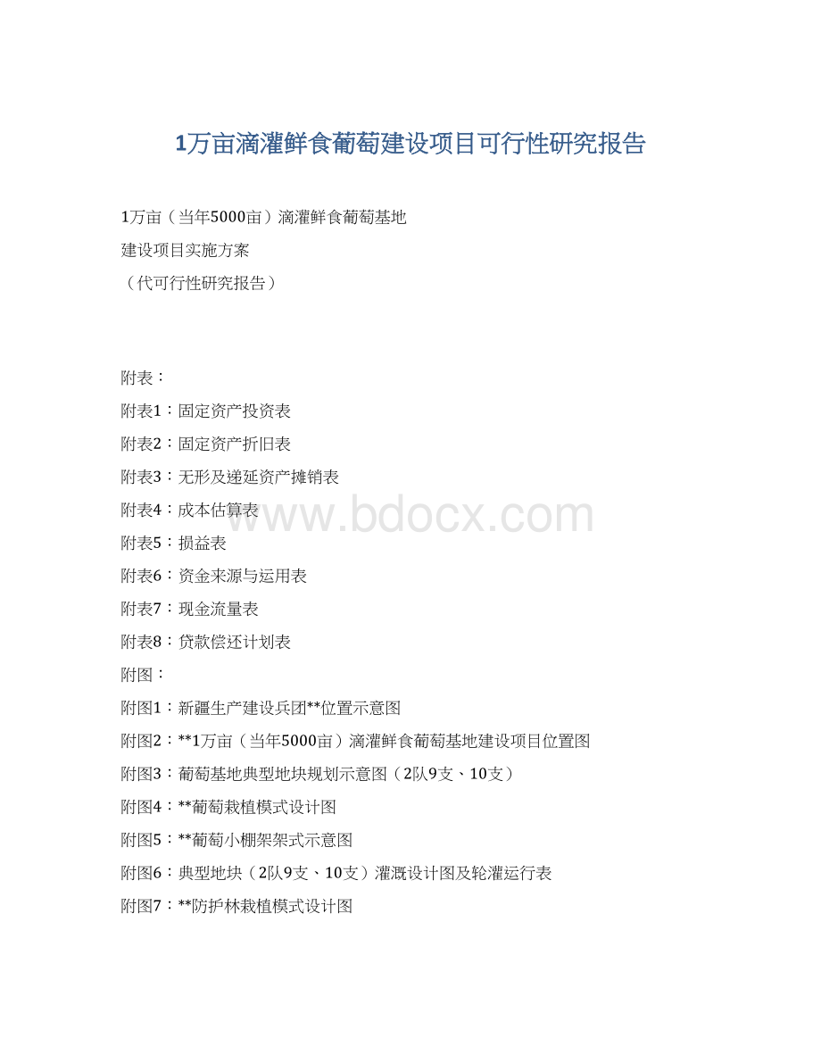 1万亩滴灌鲜食葡萄建设项目可行性研究报告.docx_第1页