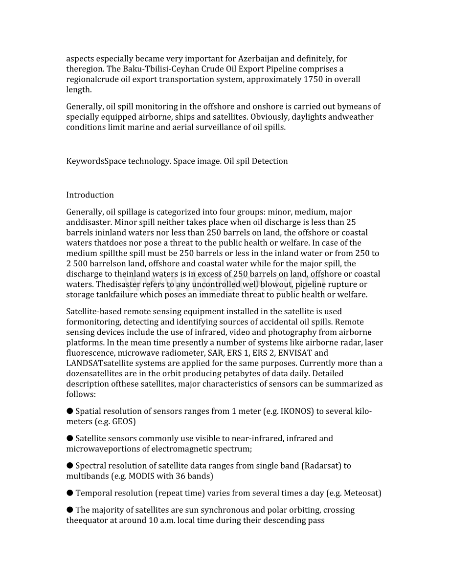 外文翻译对于石油泄漏的先进空间探测技术.docx_第2页