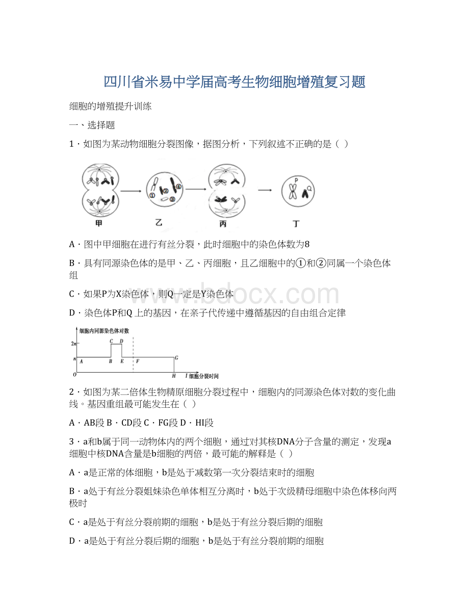 四川省米易中学届高考生物细胞增殖复习题.docx_第1页