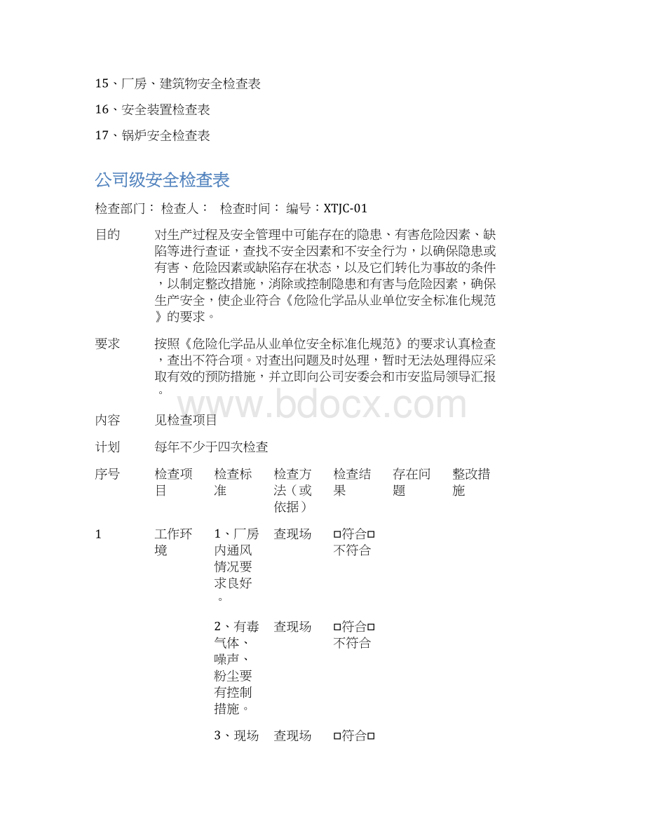 复工安全检查表汇总全套1298Word文档格式.docx_第2页