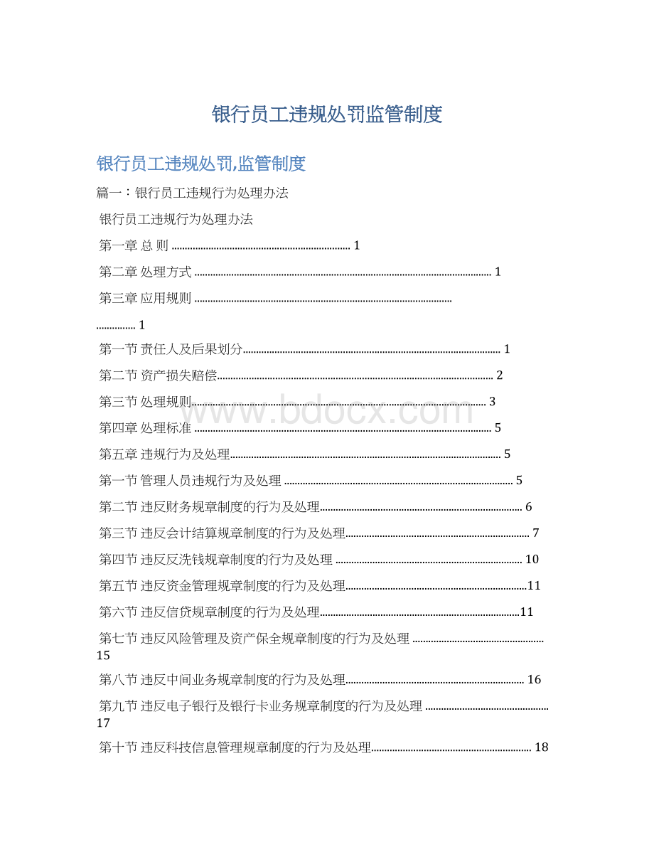 银行员工违规处罚监管制度.docx_第1页