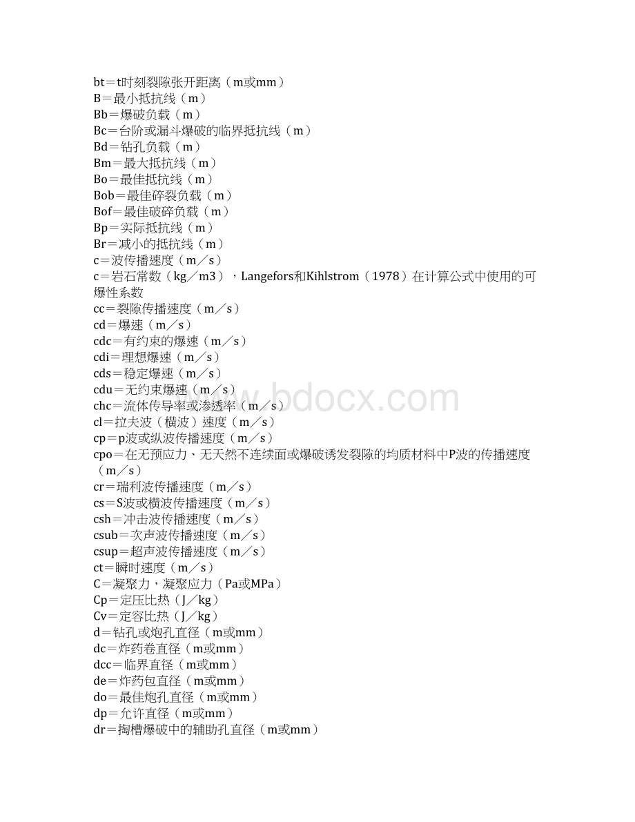 在岩石爆破与相关领域中国际上常用的术语符号及缩略语Word文件下载.docx_第2页