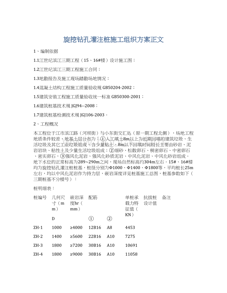 旋挖钻孔灌注桩施工组织方案正文.docx