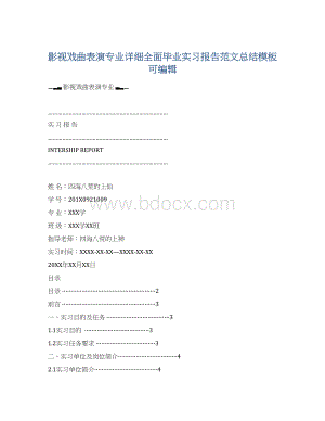 影视戏曲表演专业详细全面毕业实习报告范文总结模板可编辑.docx