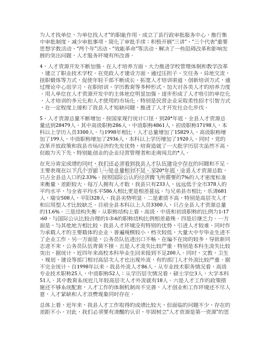 县人才工作会议主持的讲话Word格式文档下载.docx_第2页