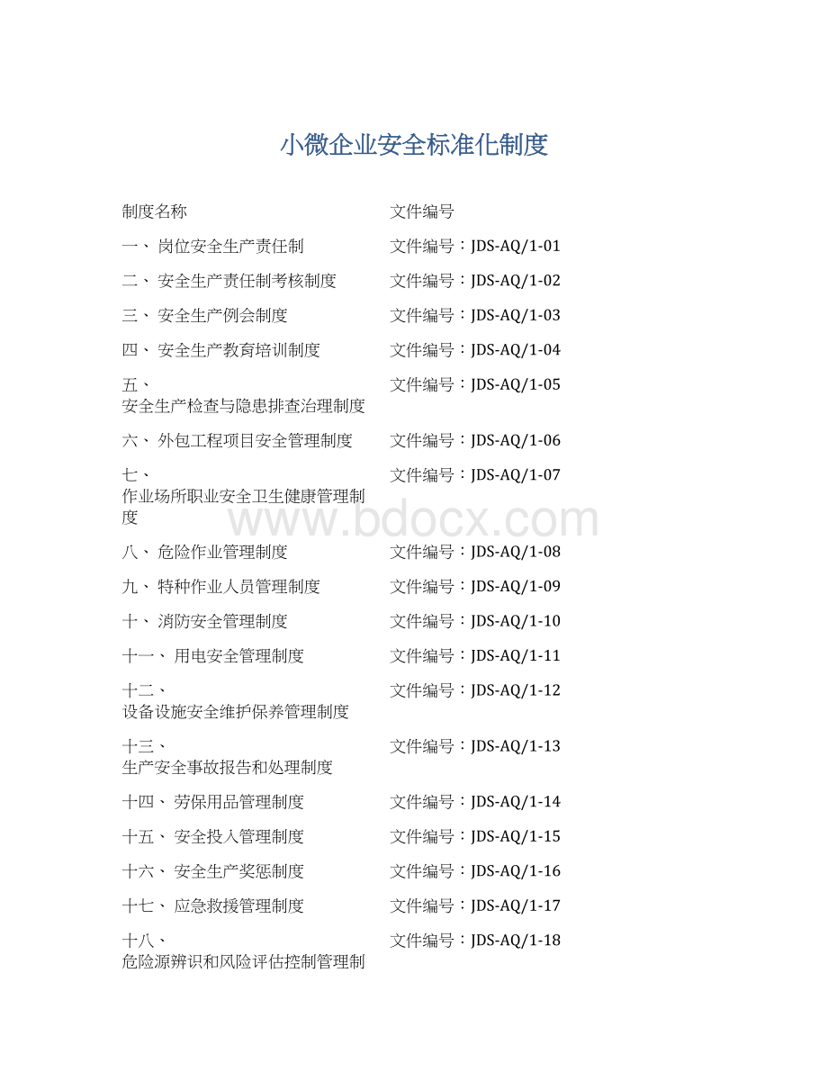小微企业安全标准化制度文档格式.docx_第1页