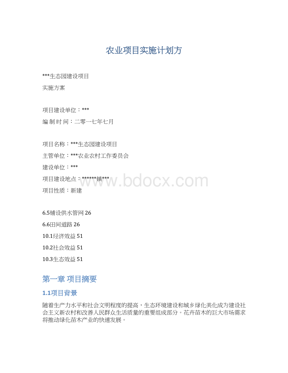 农业项目实施计划方Word文档格式.docx