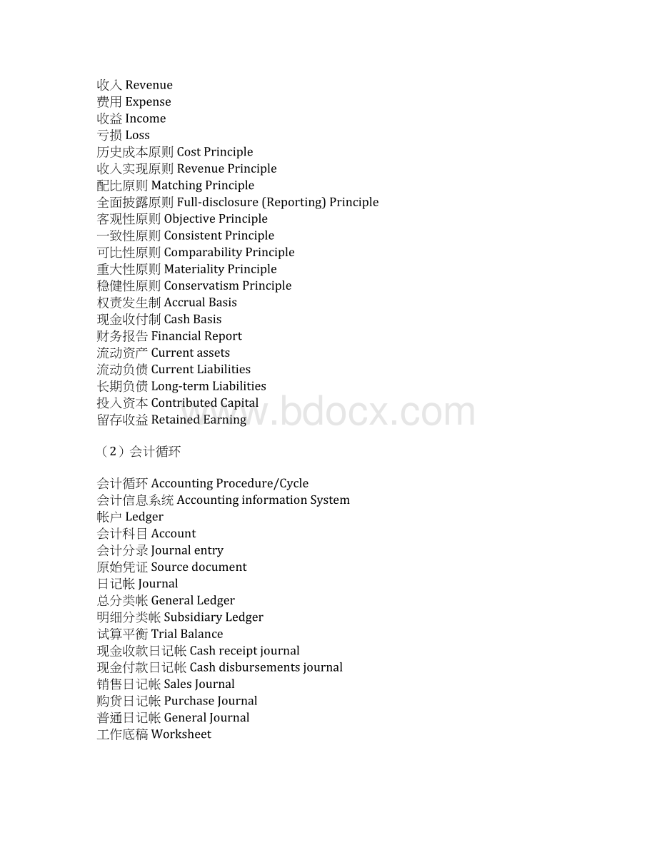 财会中英名词对照表Word文档下载推荐.docx_第2页