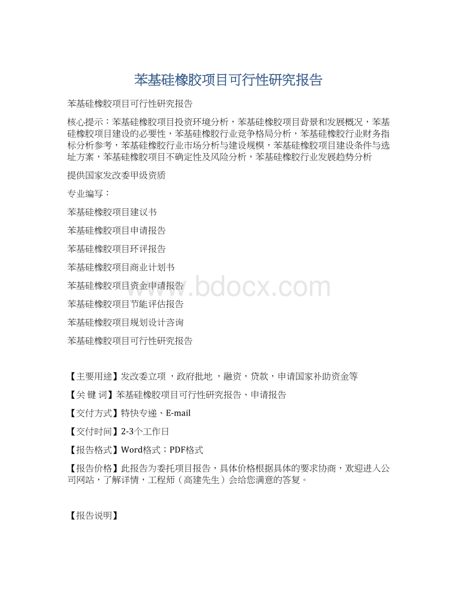 苯基硅橡胶项目可行性研究报告.docx