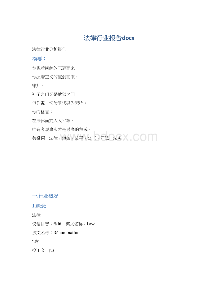 法律行业报告docxWord文档格式.docx