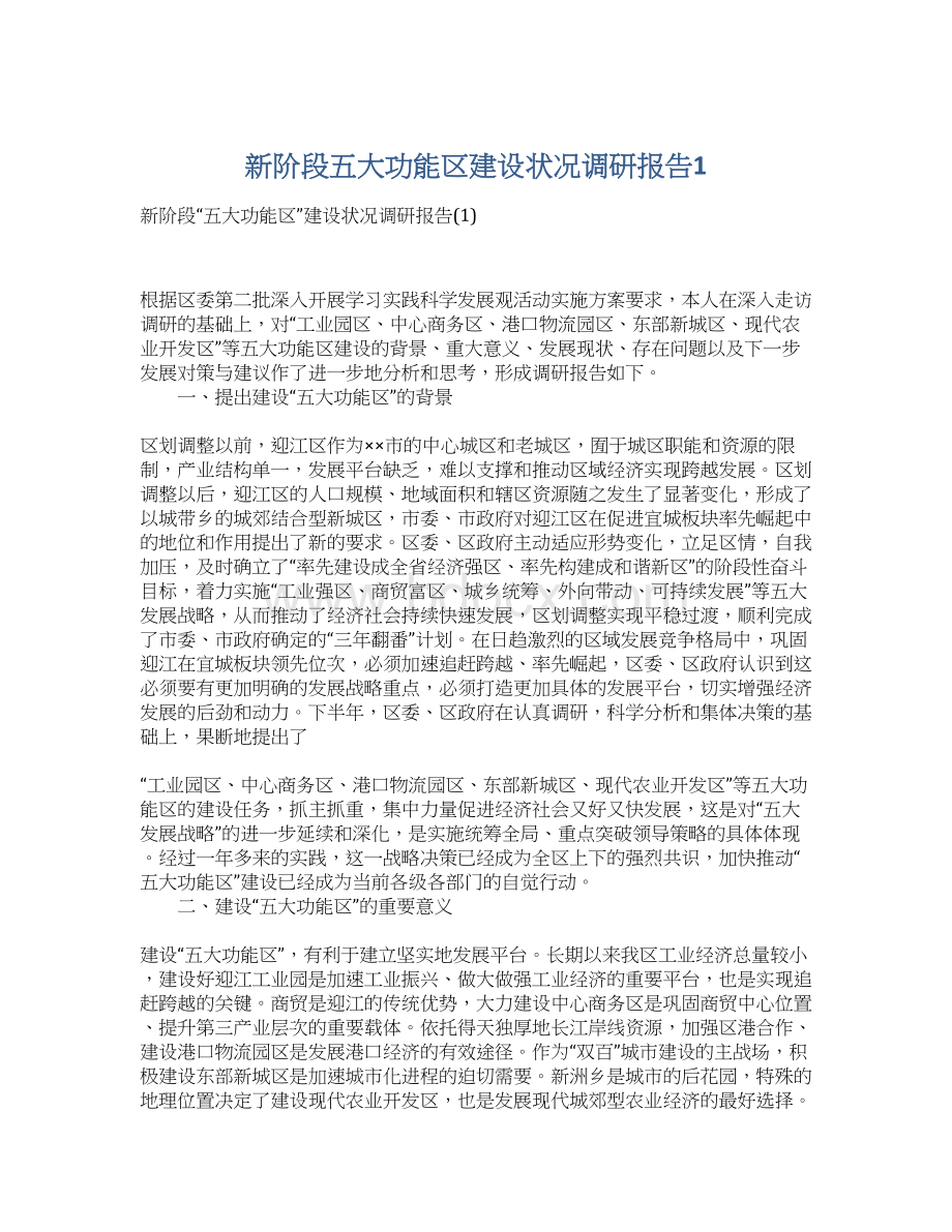 新阶段五大功能区建设状况调研报告1.docx