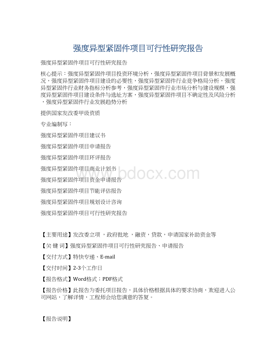 强度异型紧固件项目可行性研究报告.docx