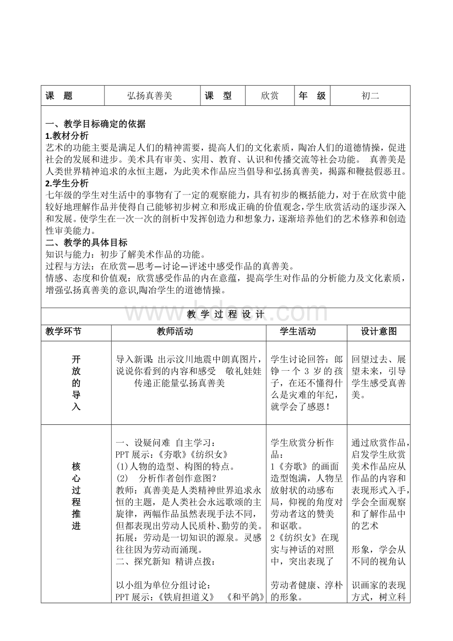 《弘扬真善美》教学设计Word文档下载推荐.doc_第1页