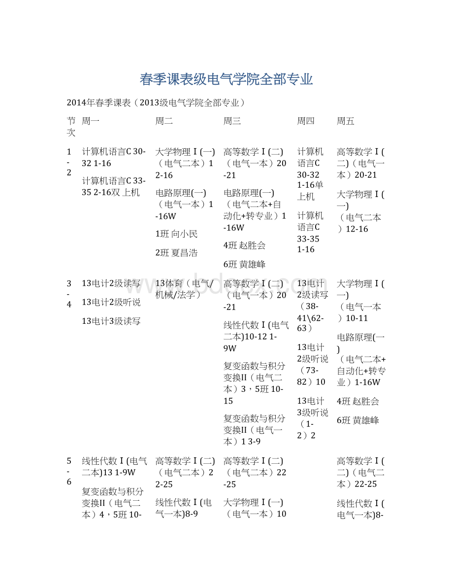 春季课表级电气学院全部专业.docx_第1页