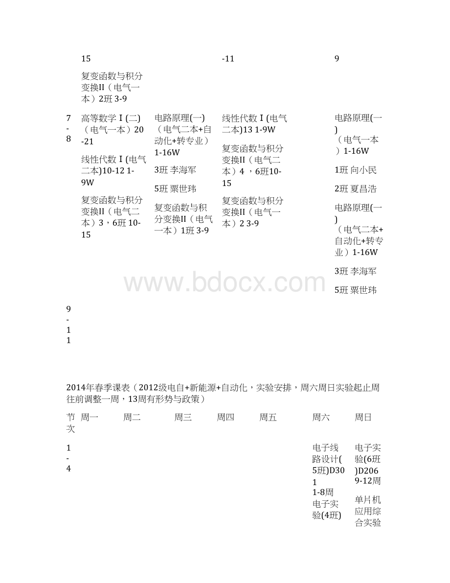 春季课表级电气学院全部专业Word下载.docx_第2页