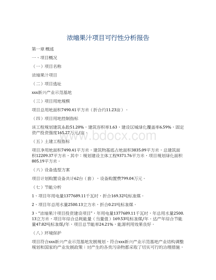 浓缩果汁项目可行性分析报告.docx_第1页