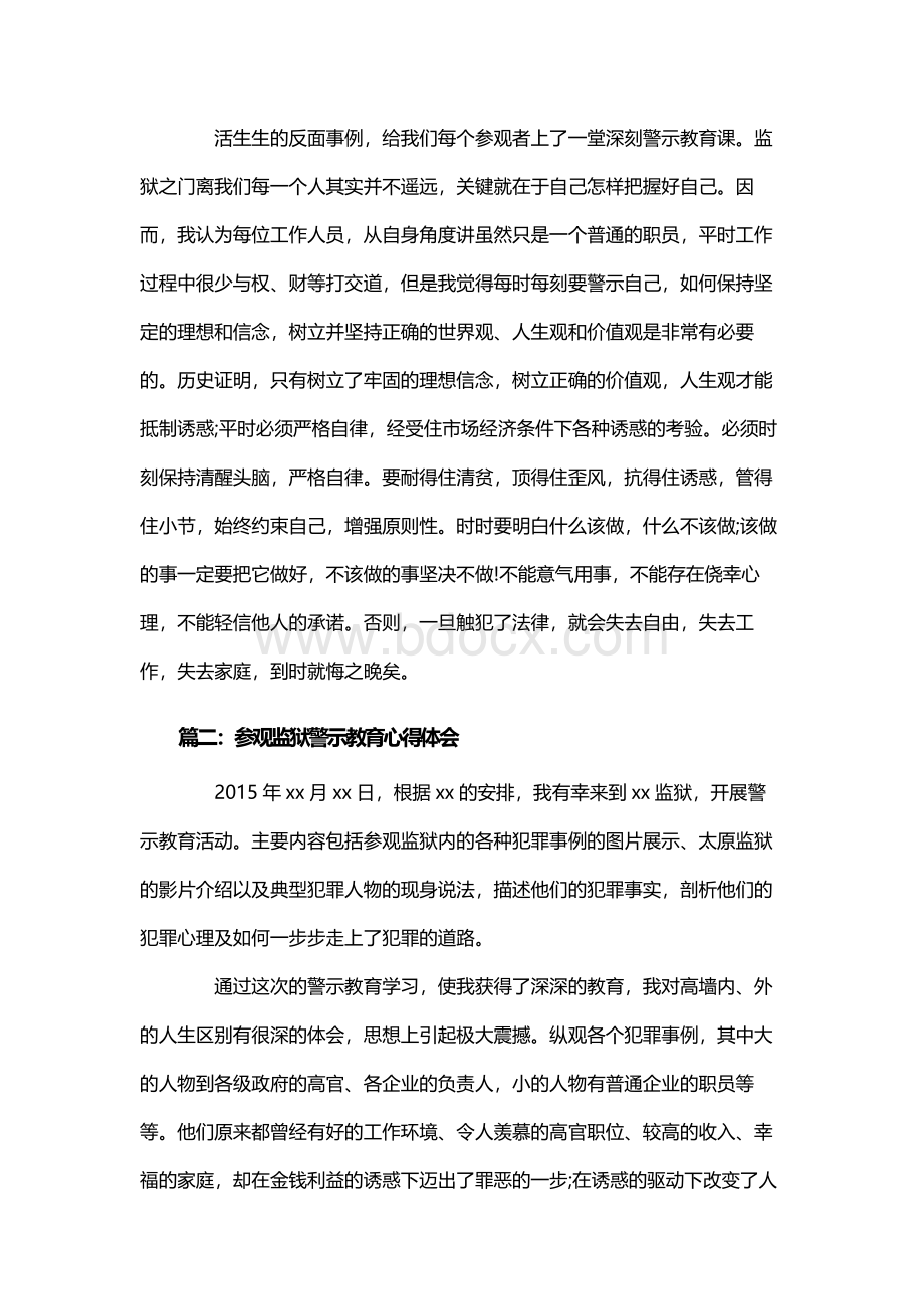 参观监狱警示教育心得体会_监狱警示教育感悟与收获文档格式.docx_第2页