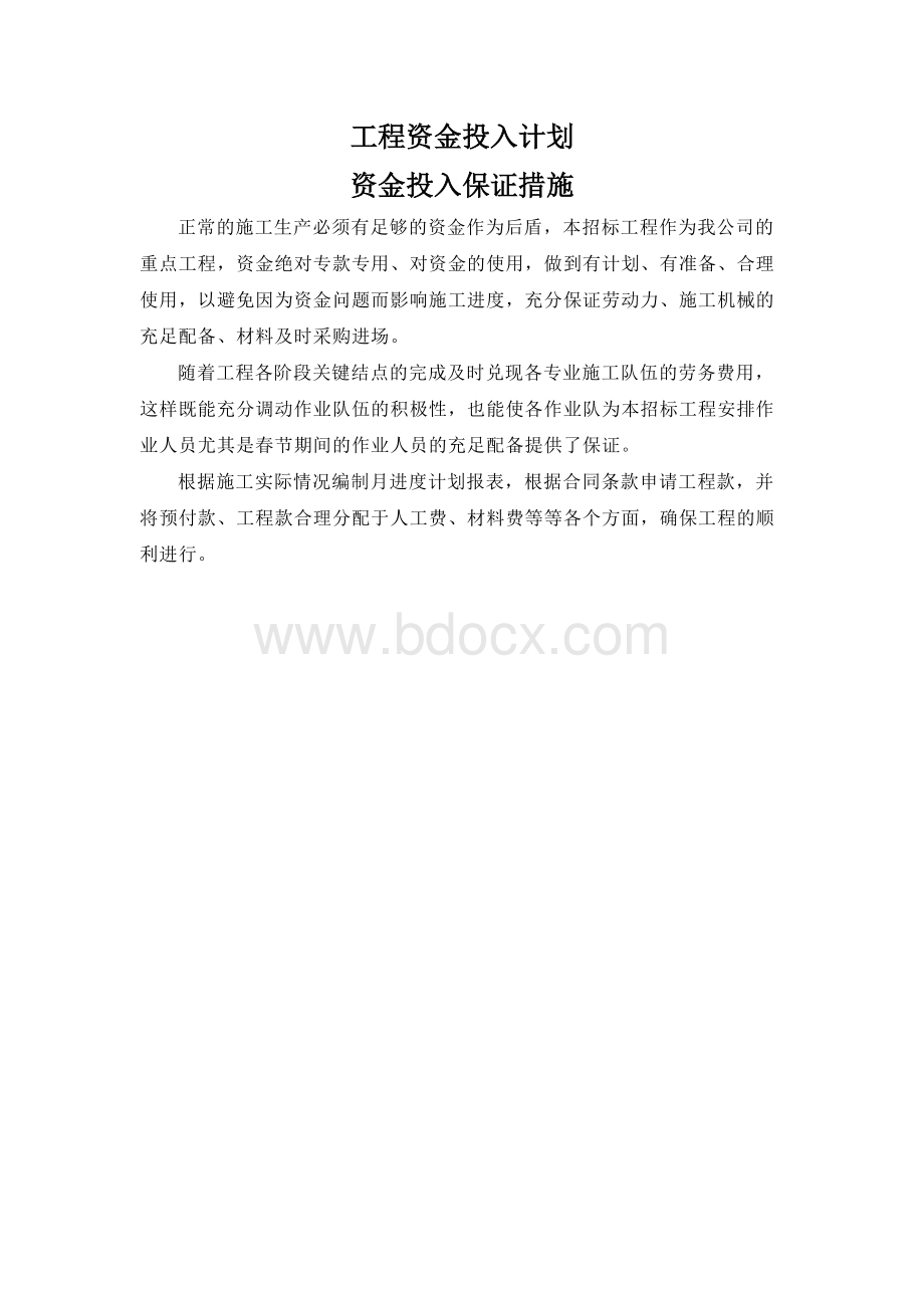 工程资金投入计划.docx