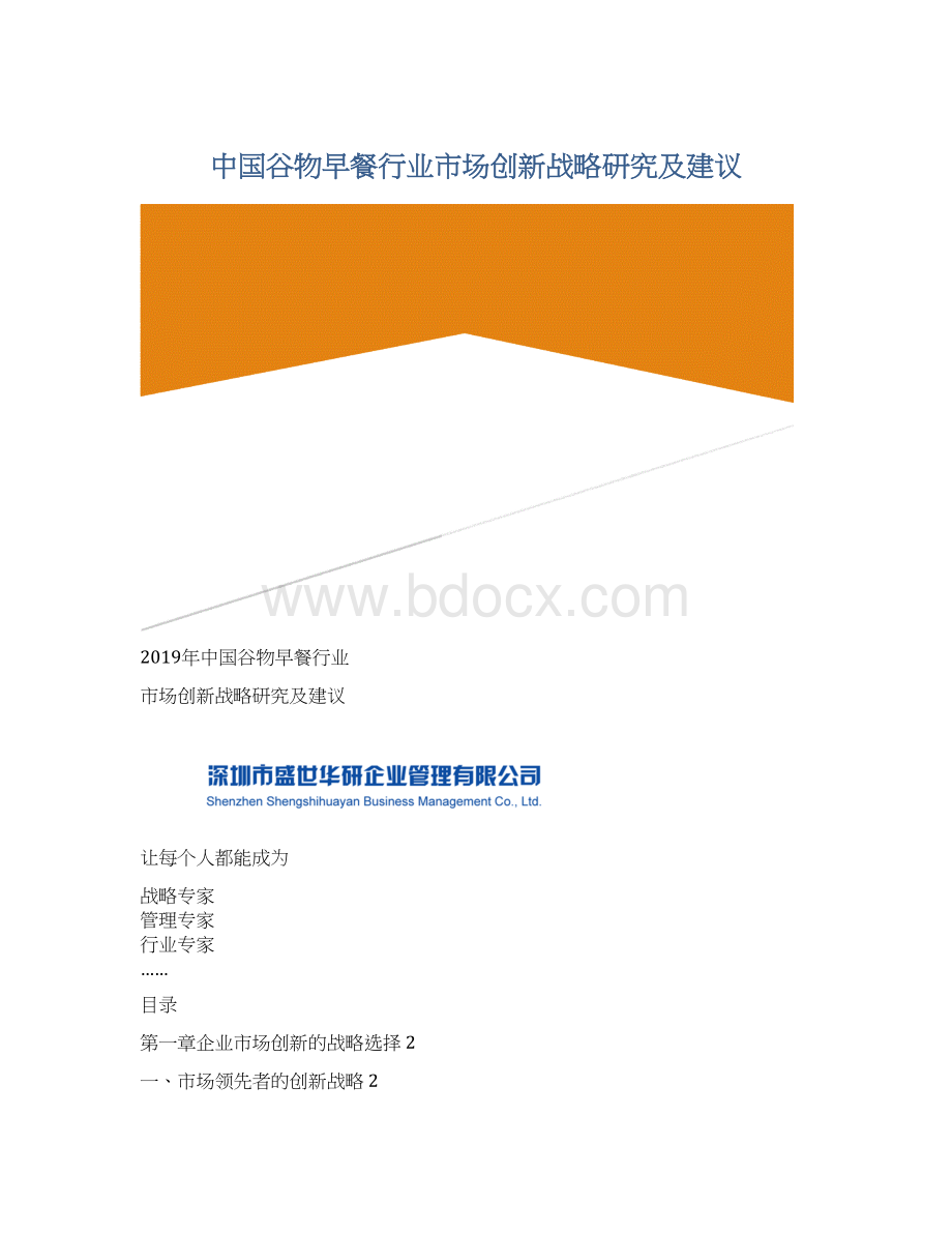 中国谷物早餐行业市场创新战略研究及建议Word格式.docx