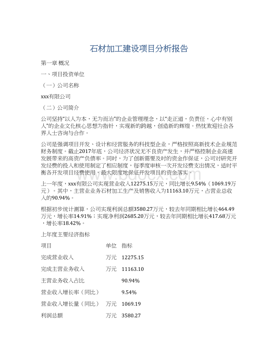 石材加工建设项目分析报告.docx_第1页