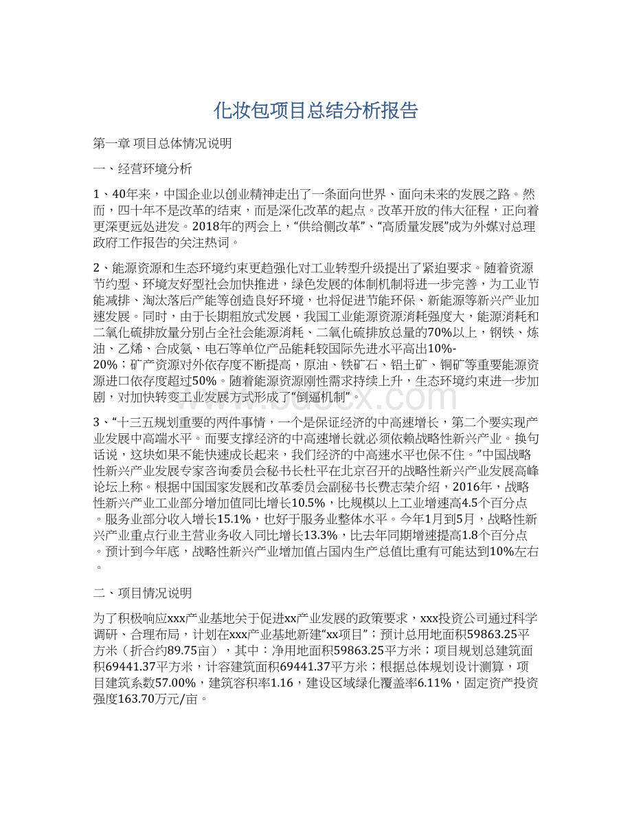 化妆包项目总结分析报告Word文档格式.docx_第1页