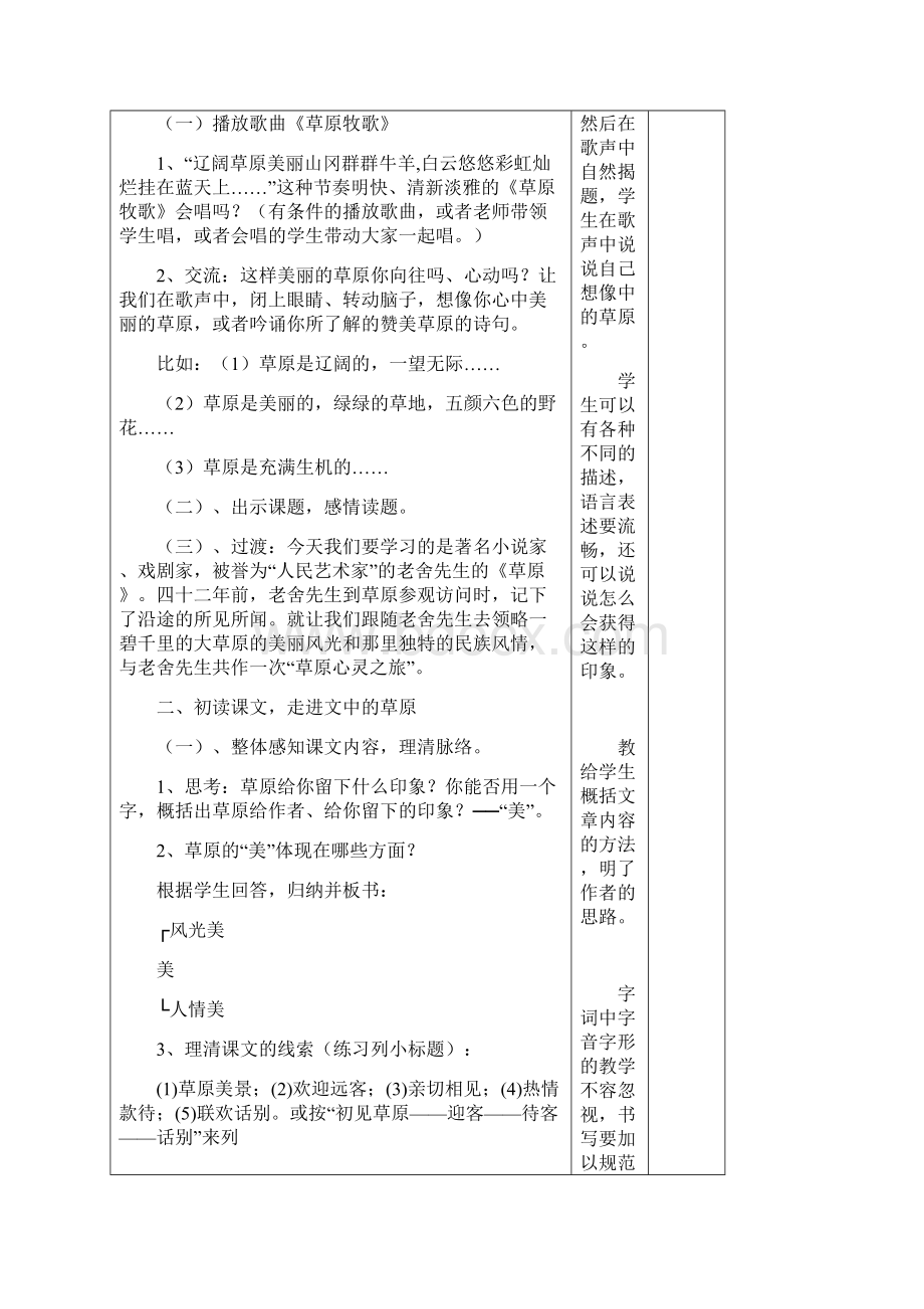 最新人教版小学语文五年级下册优秀教学设计草原精品.docx_第2页