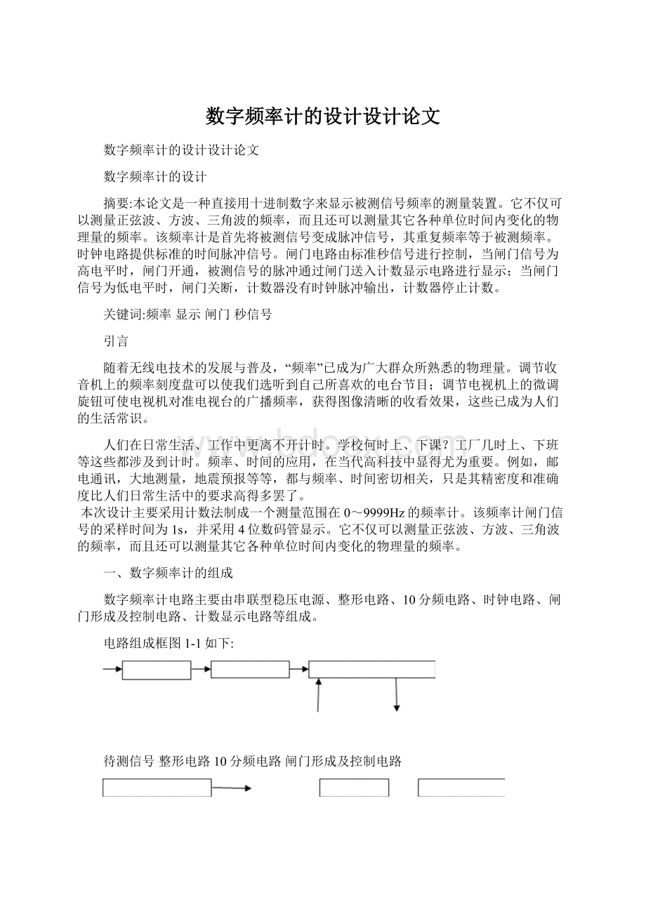 数字频率计的设计设计论文.docx_第1页