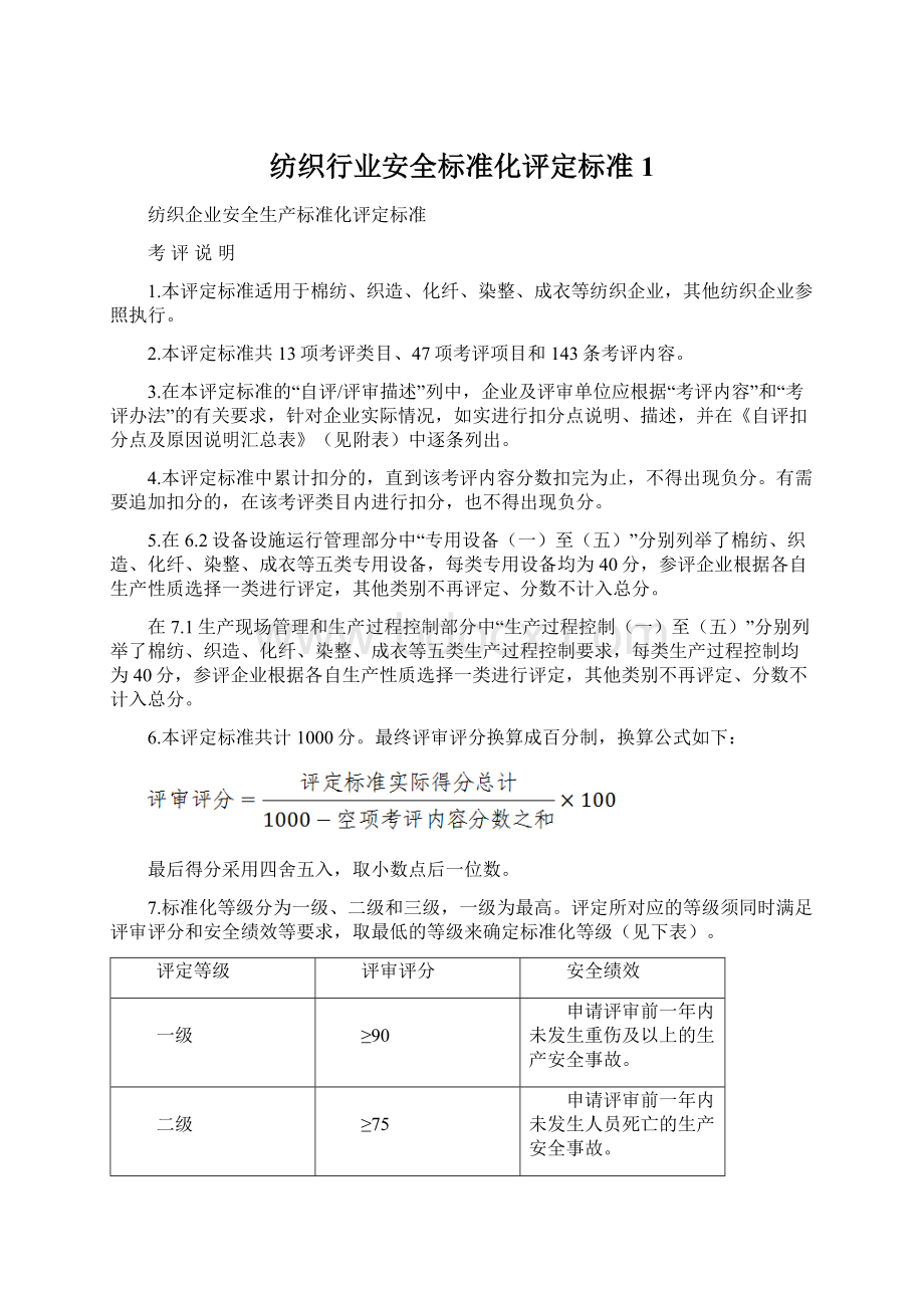 纺织行业安全标准化评定标准1Word下载.docx