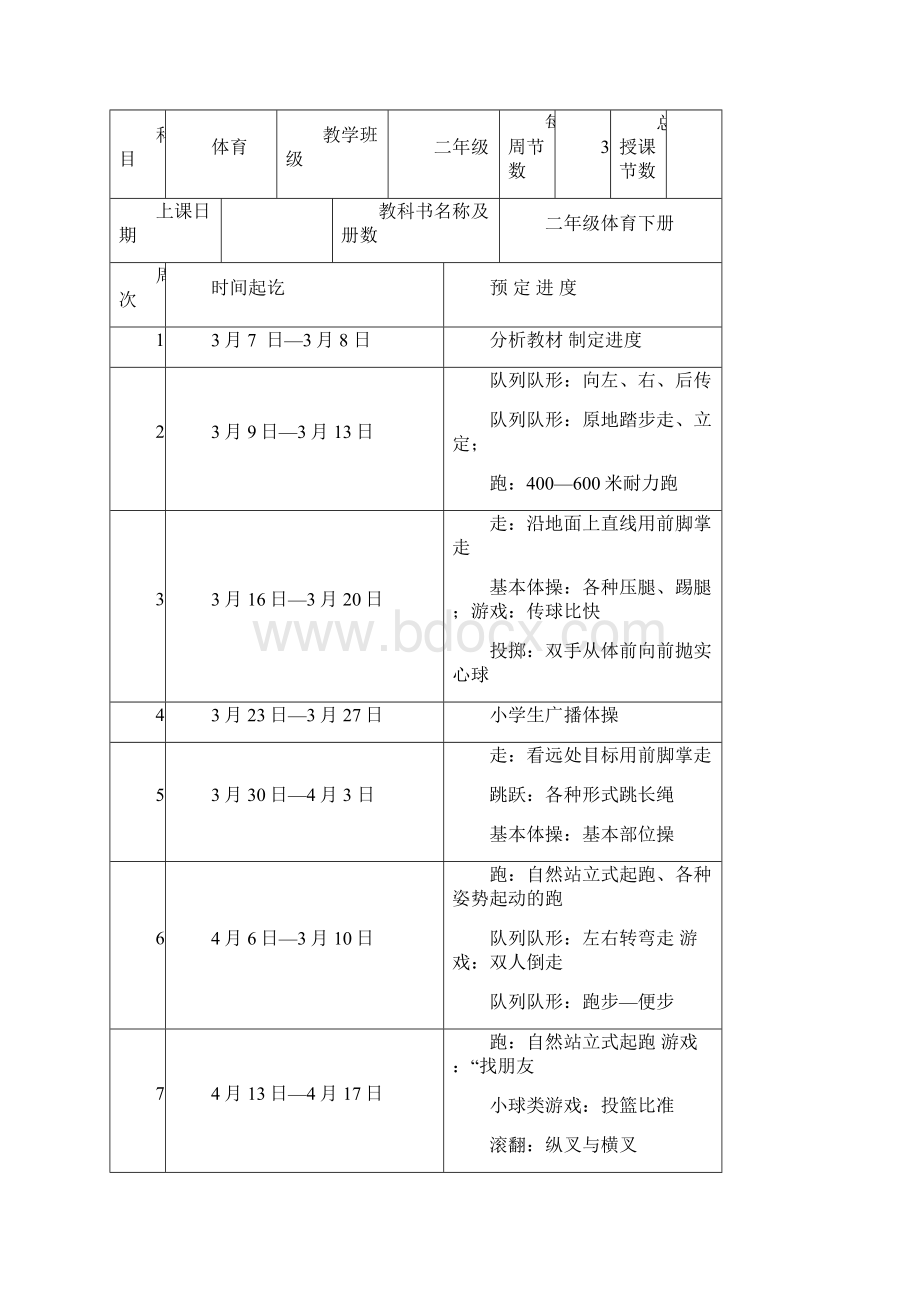 最新二年级下册体育全册教案.docx_第3页