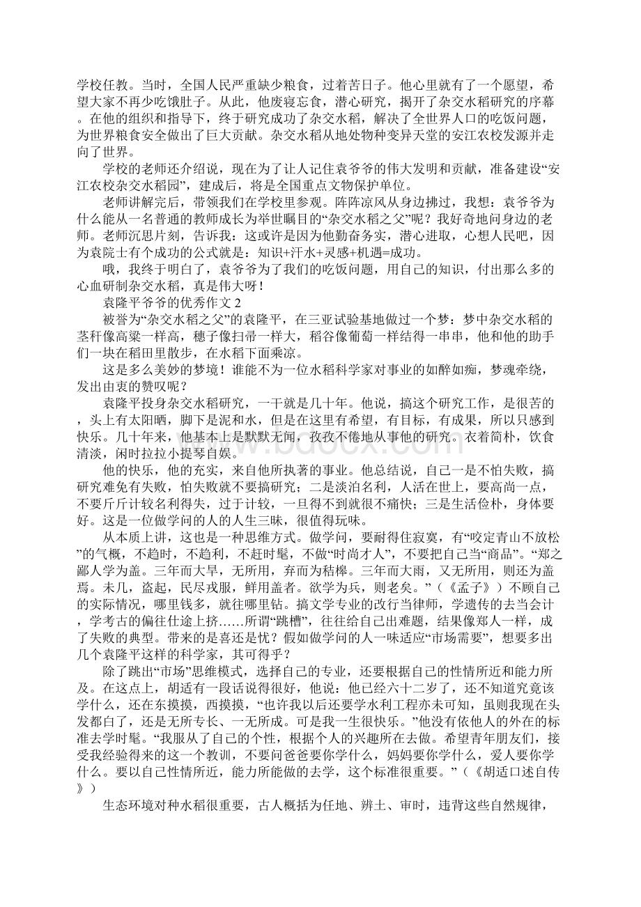 袁隆平爷爷的优秀作文.docx_第2页