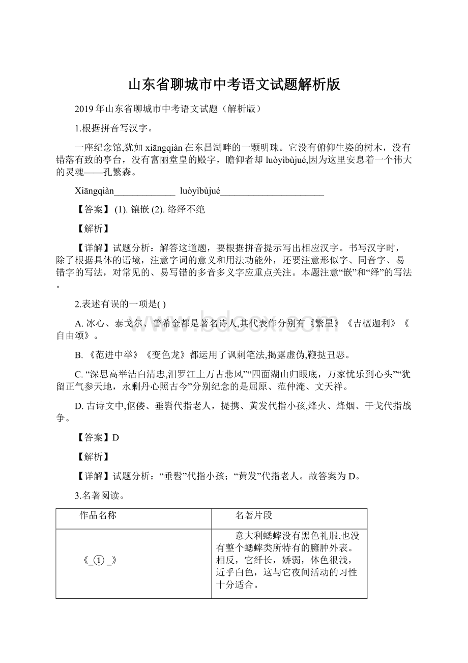 山东省聊城市中考语文试题解析版.docx