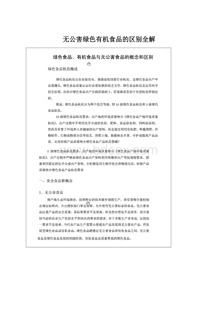 无公害绿色有机食品的区别全解Word格式文档下载.docx