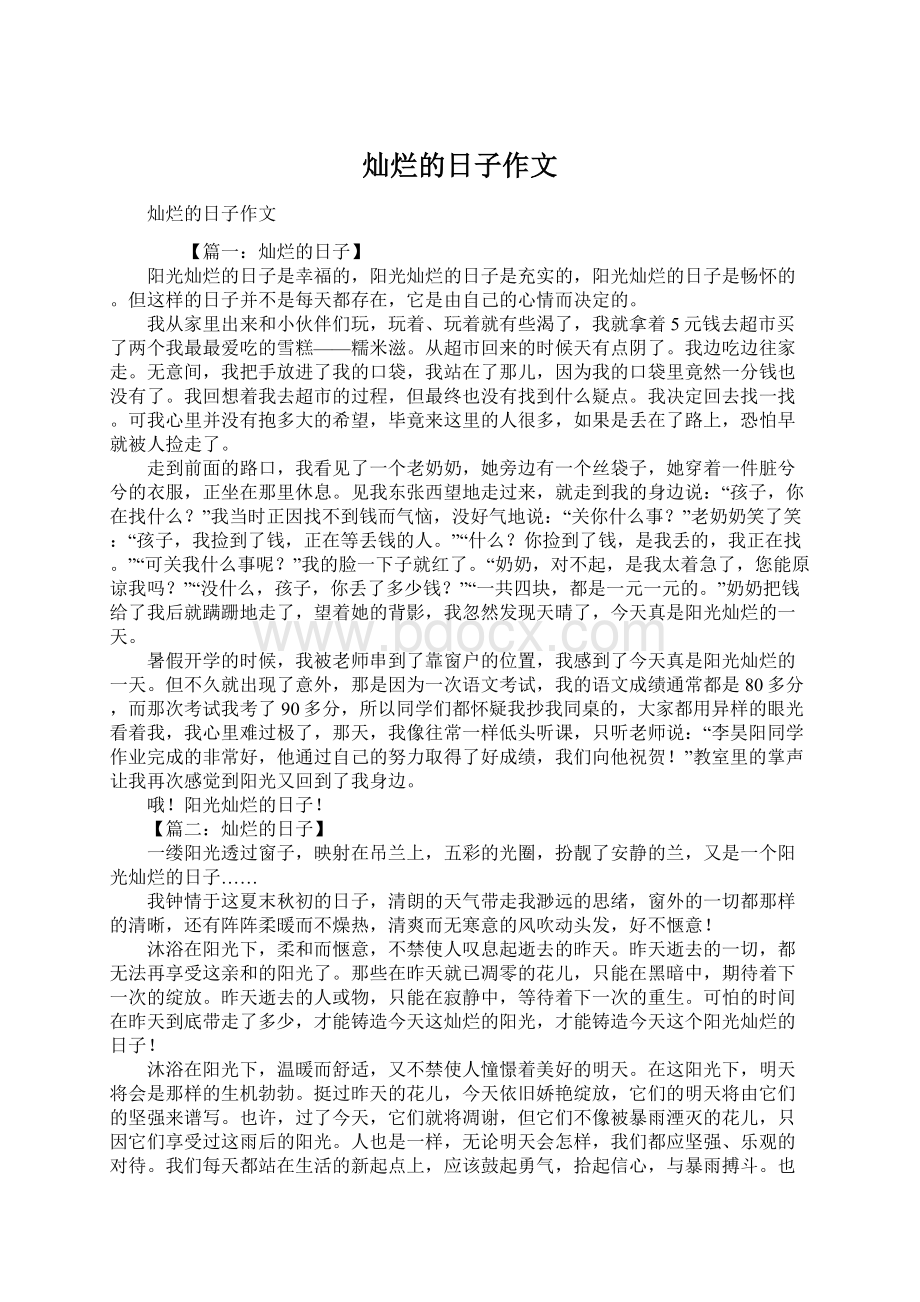 灿烂的日子作文Word格式文档下载.docx