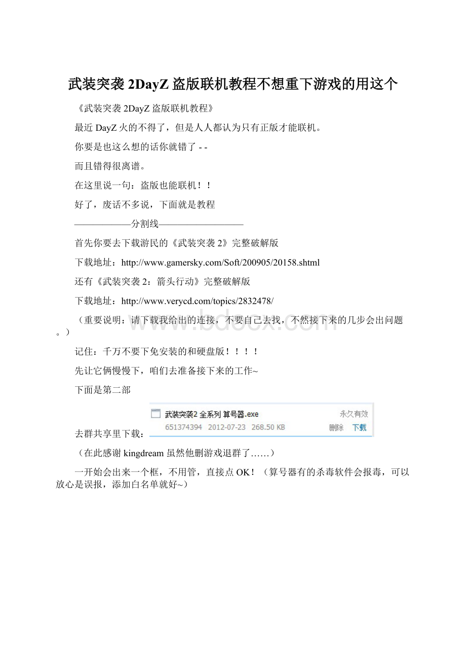 武装突袭2DayZ盗版联机教程不想重下游戏的用这个.docx_第1页