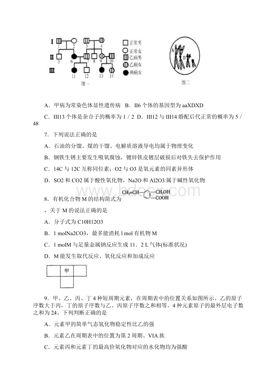 泰安一模山东省泰安市届高三第一次模拟考试理科综合试题Word文件下载.docx_第3页