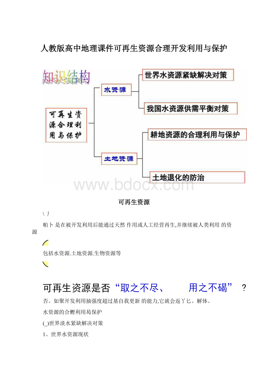 人教版高中地理课件可再生资源合理开发利用与保护Word格式.docx