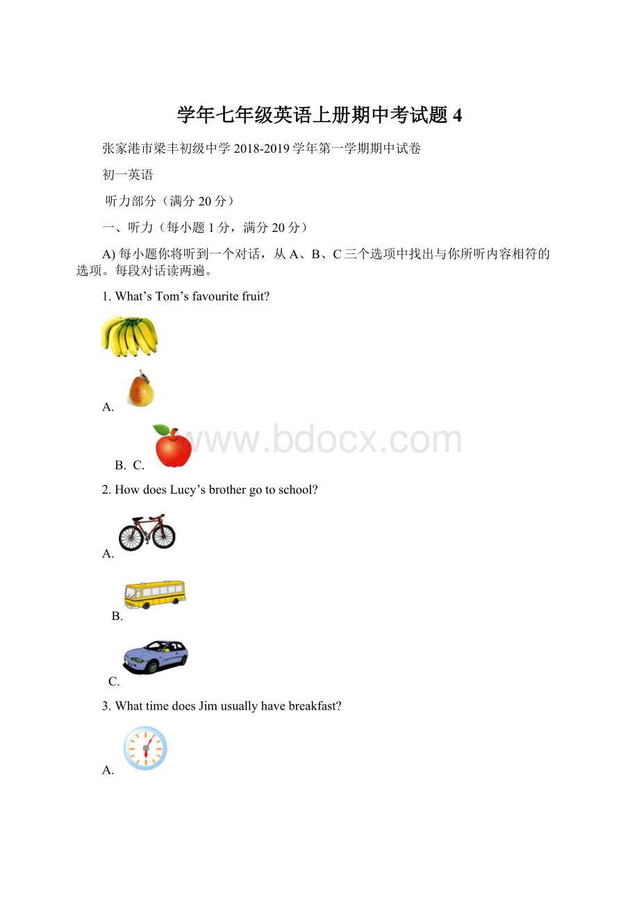 学年七年级英语上册期中考试题4Word格式.docx