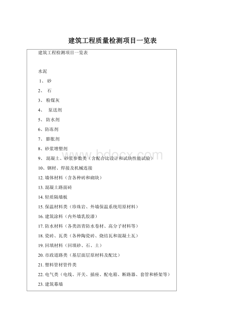 建筑工程质量检测项目一览表Word格式文档下载.docx_第1页