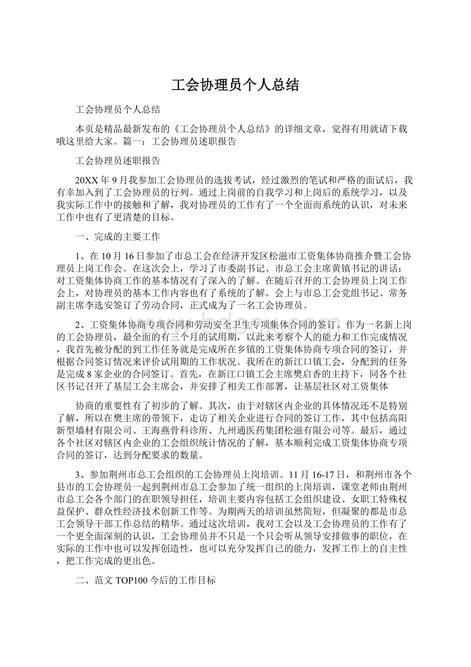 工会协理员个人总结.docx