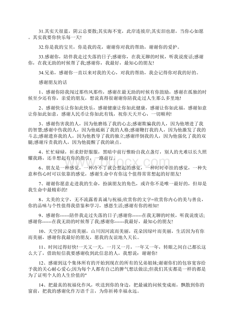 感谢的话感谢朋友关心的话语文档格式.docx_第3页