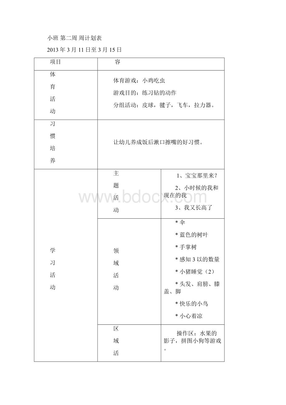 幼儿园小班春学期周计划.docx_第3页